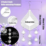 4Pack 8inch Sublimation Wind Spinner Blanks 3D Aluminum Metal Wind Sculpture Kinetic Spinners for Yard and Garden Indoor Art Ornaments Hanging Decoration (Boho Waterdrop Pendant)