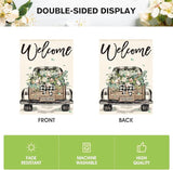 AVOIN colorlife Welcome Spring Truck House Flag 28x40 Inch Double Sided, Cotton Rustic Buffalo Plaid Yard Outdoor Flag