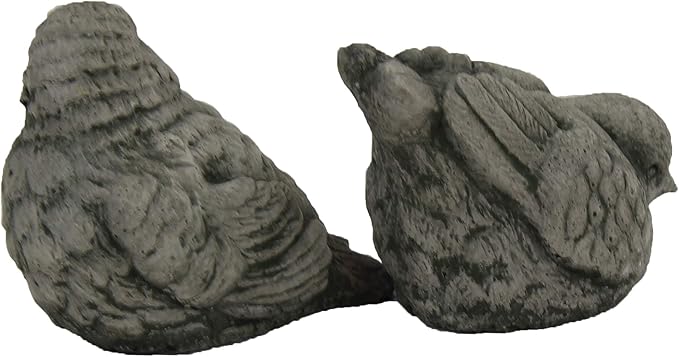 European Robin Birds Pair Concrete Statues Cement Figurines Cast Stone Yard Art