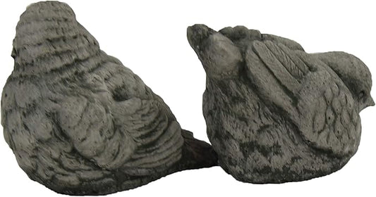 European Robin Birds Pair Concrete Statues Cement Figurines Cast Stone Yard Art