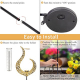 Rain Gauge Outdoor Decorative, Solar Garden Rain Gauge, 7" Capacity Glass Tube Metal Flame Shape for Garden Yard Lawn