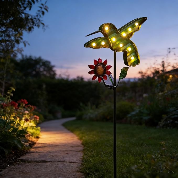 Solar Lights Outdoor Garden Stakes, Waterproof Hummingbird Lights Gifts for Women Mum and Metal Bird Decorative LED Lanterns for Yard, Patio (Hummingbird) (Hummingbird)