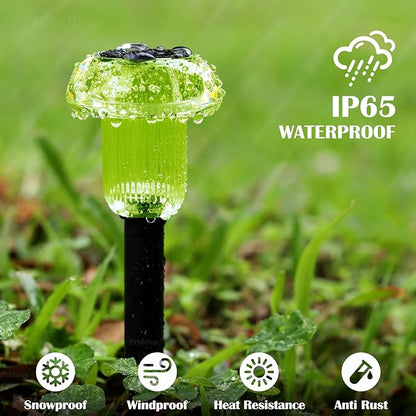 Priddop Solar Lights Outdoor Pathway Waterproof 8 Pack Green LED Green Stake Acrylic Mushroom Decorative Garden Lights for Yard Landscape Patio Outside Decorations