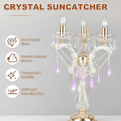 M METERXITY 10-Pack Crystal Icicle Prisms, 53mm/2.09 Inch Chandelier Pendant Maker Hanging Crystals Chandelier Prisms for Home/Windows/Garden/DIY Decoration[Purple]