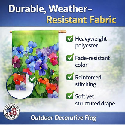 Caroline's Treasures Illinois Violet in Watercolor House Flag Large Porch Sleeve Pole Decorative Outside Yard Banner Artwork Wall Hanging, Polyester, House Size, Multicolor