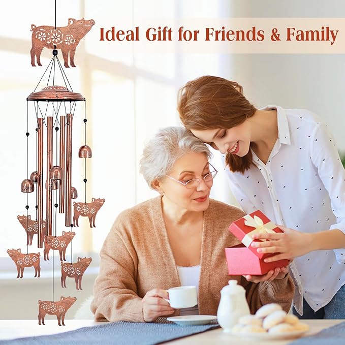 Pig Wind Chimes for Outside,Pig Gifts for Women/Men/Sympathy/Memorial/Festival Birthday Gifts Metal windchimes Outdoors/Indoors,Patio Decor,Garden Decor,Yard,Home,Porch