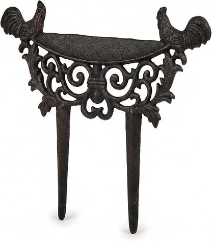 LuLu Decor, Cast Iron Garden Boot Scraper Set of 2, Solid Decorative Design with Pointed Bottom for Easy in ground use, H 10" W 11"(2 Pc Rooster)