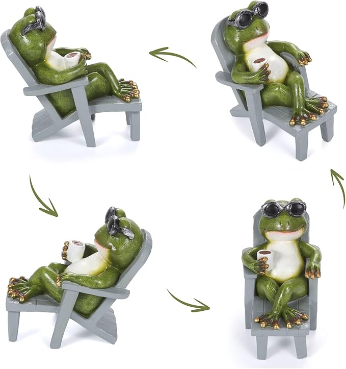 Magicnight Little Frog Garden Statue with mini Patio Mushroom Solar Lights Outdoor Figurines Halloween Home Decor Fairy Garden Accessories Small Lawn Ornaments 4.5"x4.5"x2.6"