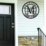 Metal Monogrammed Initial Welcome Sign, Metal Letter Wall Art Decor, Name Sign for Home Porch Front Door Outdoor (M)