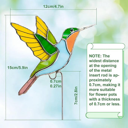 Stained Glass Hummingbird Gifts for Women, Hanging Plant Planter Flower Huggers Balcony Decoration, Mothers Day Birthday Gifts for Mom Grandma from Daughter Son, Bird Lover Plant Pots Accessories