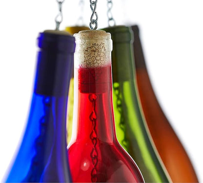 Blue Ridge Mountain Gifts Wine Bottle Wind Chime - Wind Chimes for Outside & Inside Decor, Handcrafted Wine Glass Bottle Wind Chimes, Suncatcher Whimsical Home Decor Gifts for Women (Full Set)