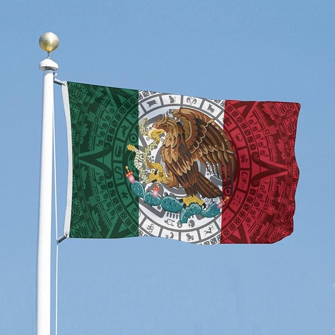 Mexican Flag – 3x5 Ft Outdoor/Indoor Durable Polyester Mexico Tapestry Vivid Color Fade Resistant Double-Sided with Brass Grommets – Mexican Banner Decor