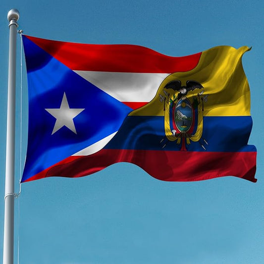 Puerto Rican Puerto Rico And Ecuador Flag 3x5 Ft Double-Sided Printed Indoor/Outdoor Flag Polyester Fabric Decorative Banner With 2 Brass Grommets 3x5 Foot National Flags For Outside