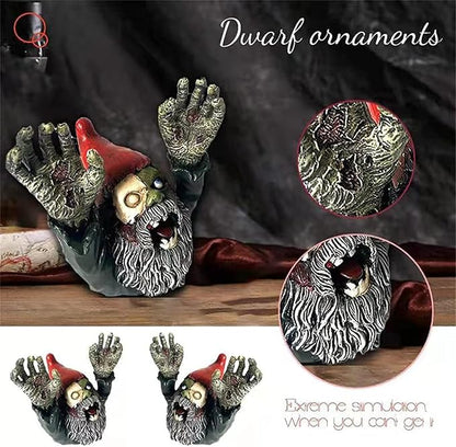 Garden Gnomes Decor, 4 Inch Scary Gnome for Patio Halloween Decoration, Garden Sculptures, Resin Yard Figurine for Garden Patio Lawn, Ornament for Mini Gift, Festive Decorations