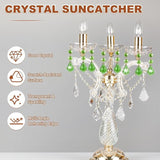 M METERXITY 10PCS Crystal Suncatcher 2 Leaves Prisms Pendants Ornament, 38mm Chandelier Hanging Crystal Sun Catcher Beads for Home Garden Windows Wedding DIY Decoration [Medium Green]