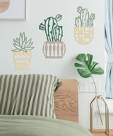 Putuo Decor 3Pcs Western Style Cactus Wall Art, Modern Desert Wall Decor, Rustic Metal Cactus Wall Art for Home, Living Room, Bathroom, Bedroom (Green & Beige)