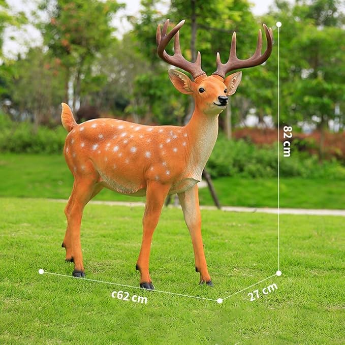 Large Outdoor Garden Animal Statues Park Sculpture Outdoor Statues Resin Sika Sculpture Simulated Floor Sika Deer Decoration Garden Landscape Decoration Garden Courtyard Animal Statue(62*27*82cm)