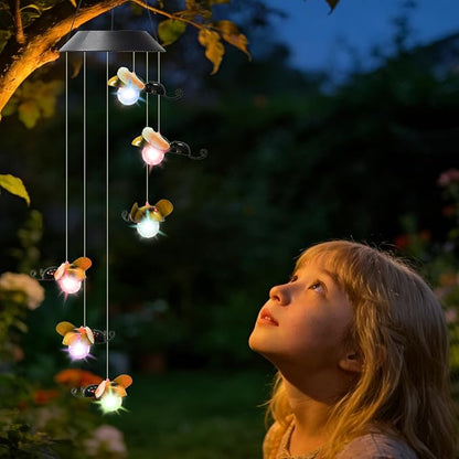 Solar Bee Wind Chimes for Outside Garden, Patio, Yard – Decor for Festivals/Birthday/Christmas, for Women Mom Home Garden Patio Decor
