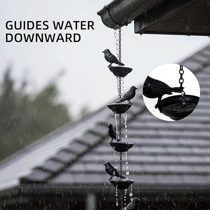Rain Chain Home Decor, Outdoor 3.54 FT Rain Catcher Chain for Gutter Downspouts Divert for Roof Porch Lawn Gazebos Garden Drainage Eaves Decor (Pinecone) (Bird)