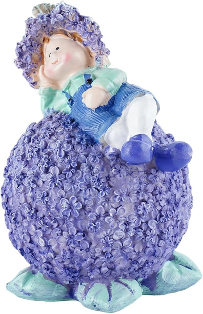 Charming Boy and Girl Garden Figurines Lavender Themed Decor Statues Spring Summer Resin Figures for Outdoor Patio Lawn Yard Art Decoration