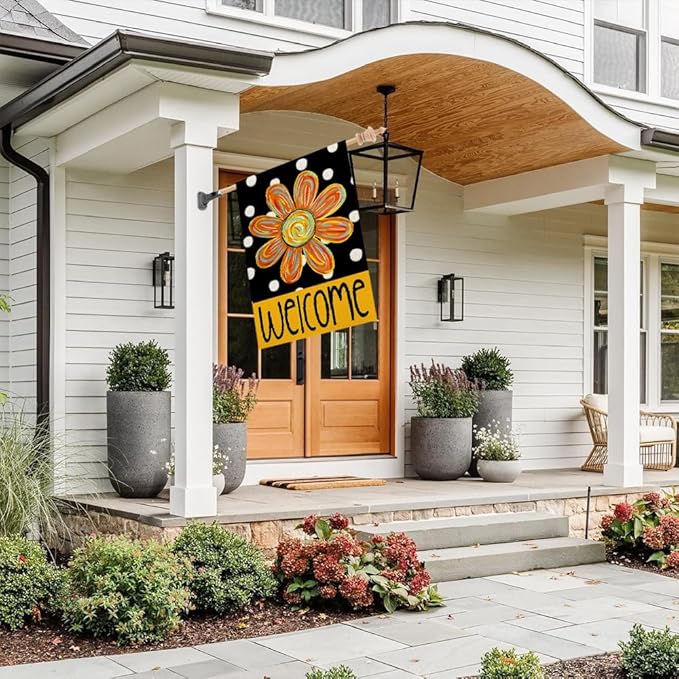CROWNED BEAUTY Summer Floral House Flag 28x40 Inch Double Sided Large Burlap Welcome Holiday Flag for Outside Yard CF1503-40