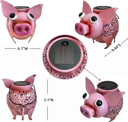 Teaeeno Solar Pig Lantern Lights,Outdoor Garden Pig Statue for Yard,Metal Animal Decor Outdoor,Garden Yard Lawn Backyard Ornament Decor,Home, Lawn, Patio, Resin Animal Ornament, Women/Gardening Gifts