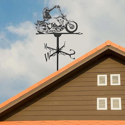 Black Weather Vane Animal Statue Wind Direction Indicator Garden Measuring Tool Crafts Ornament, Motorcycle