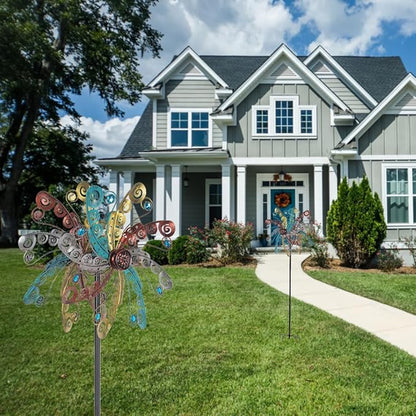 DREAMSOUL Colorful Wind Spinners Outdoor Metal Wind Spinner with Stake, 63.4" Kinetic Windmill for Yard Lawn Patio Decor