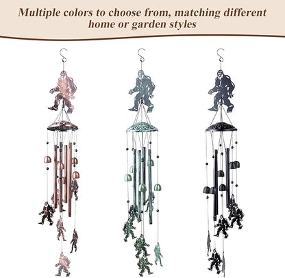 Wind Chimes for Outside Bigfoot, Metal Bigfoot Wind Chimes with 6 Chimes and 4 Aluminium Tubes, Beautiful Sounds Sasquatch Gifts for Outside, Home, Lawn, Porch, Patio, Garden Decor, Yard Decoration