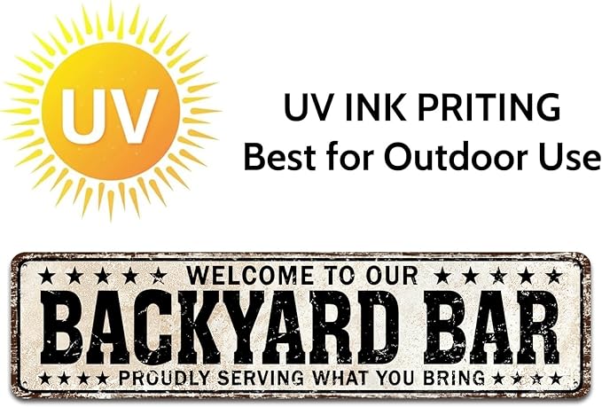 Funny Backyard Signs and Decor Outdoor Pool Decor, Outdoor Bar Signs Beer Sign, Welcome to Our Backyard Bar Sign 4" x 16"