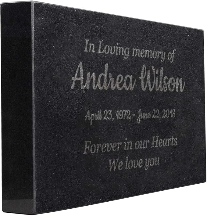 Customized In Loving Memory Black Granite Memorial or Sympathy Gift. Offered in a Variety of Sizes to Meet your Needs and Budget (14 x 9 x 2")