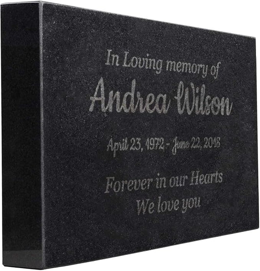 Customized In Loving Memory Black Granite Memorial or Sympathy Gift. Offered in a Variety of Sizes to Meet your Needs and Budget (14 x 9 x 2")