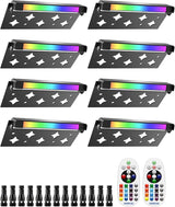 5W RGB Retaining Wall Lights 7 inch LED Hardscape Lighting Color Changing Low Voltage Landscape Paver Lights 12V 24V Step Lights Outdoor IP66 Waterproof Stair Lighting (8 Pack+Connectors)