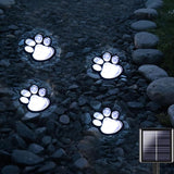 Paw Print Solar Lights - Set of 4 Pack Dog Animal Lights Waterproof,Paw Print Solar Lighting Outdoor Garden, Pet Lover’s Garden Path Lighting, Walkway Lighting for Yard (Cool White)