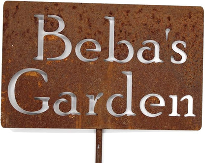 Classic Metal Garden Markers Clearance Items 20 to 33 Inches Tall (Beba's Garden 21", Naturally Rusted)