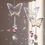 Didaey 2 Pcs Christian Crystal Butterfly Suncatchers Inspirational Religious Gifts for Women Pink Purple Windows Car Hanging Ornament with Greeting Card and Gift Box for Mom Friend Mother's Day