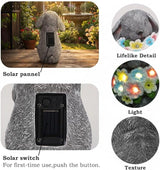 PETAFLOP Solar Powered Rabbit Garden Light, Bunny Holding Flower with Warm White LED, Outdoor Decor for Yard, Pathway, Lawn, Patio, Balcony