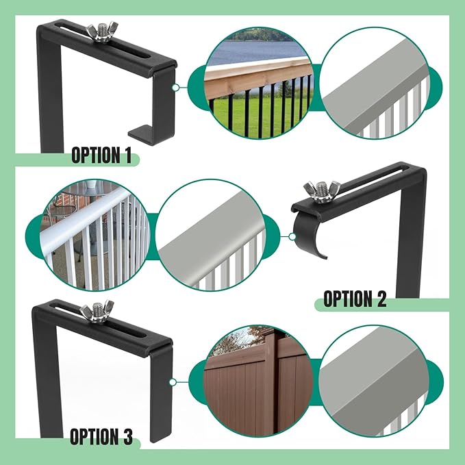 Adjustable Planter Box Bracket, Black, 1 Pair - Hanging, Metal Alloy Steel Iron, Compact, No Drill, Fits 5-8.3 Inch Width, Suitable for Railings, Windows, Balconies, Fences