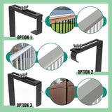 Adjustable Planter Box Bracket, Black, 1 Pair - Hanging, Metal Alloy Steel Iron, Compact, No Drill, Fits 5-8.3 Inch Width, Suitable for Railings, Windows, Balconies, Fences