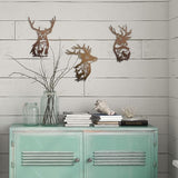 J-Fly Deer Metal Wall Art 9 Inch Deer Silhouette Wall Decor Rustic Forest Hunting Sign Woodland Valentine Decor for Fence Patio Porch Farmhouse Indoor for Living Room Bedroom Bathroom 3 Piece Set