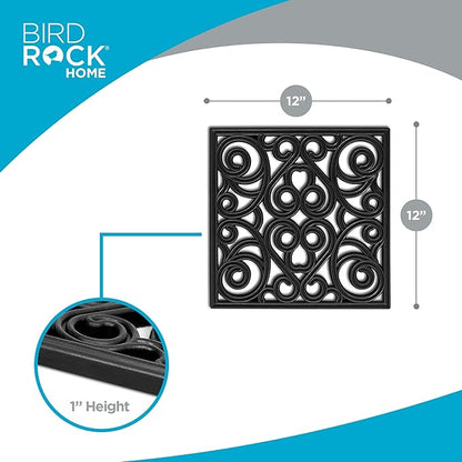 BIRDROCK HOME Rubber Stepping Stones - Decorative Pavers for Garden Path, Patio, Lawn, Yard, and Backyard Landscaping - Easy Install Outdoor Walkway Pathway, Ground Tiles - Black - Set of 3, 12 x 12