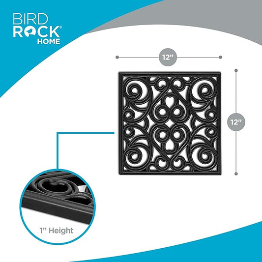 BIRDROCK HOME Rubber Stepping Stones - Decorative Pavers for Garden Path, Patio, Lawn, Yard, and Backyard Landscaping - Easy Install Outdoor Walkway Pathway, Ground Tiles - Black - Set of 3, 12 x 12