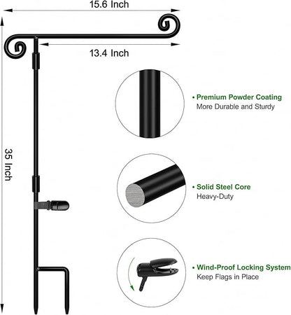 HOOSUN Garden Flag Stand,Sturdy Garden Flag Holder Pole for Outside House,Yard Flags Holder with one Tiger Clip,Yard Banner Pole for Holiday Flags Decorations Outdoor Lawn