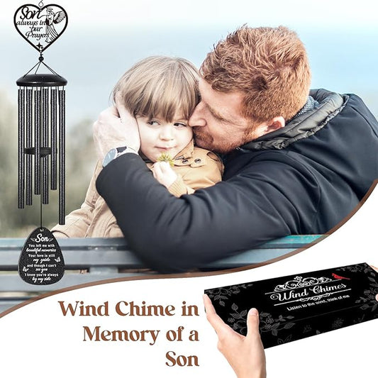 Memorial Gifts for Loss of Son, Prayer Angel Sympathy Wind Chimes, Loss of Son Sympathy Gift - A Gift to Express Condolence, Bereavement, Comfort, Remembrance and Healing