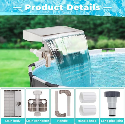 Hanaoyo Pool Fountain Waterfall - Smooth Flowing Above Ground Pool Accessory for Outdoor Decor and Relaxation