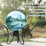 VCUTEKA Gazing Ball, Glass Mirror Polished Hollow Ball Reflective Garden Sphere, Gazing Globe for Home Garden Lawn Outdoor Ornament Yard Decorative 10-Inch, Blue