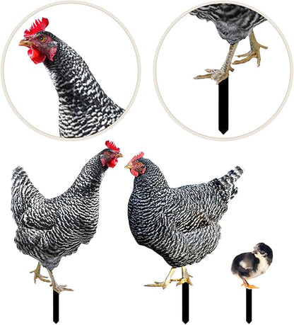 HANABASS 3pcs Acrylic Hen Chick Yard Arts Decorative Chicken Realistic Shaped Yard Lawn Stakes Garden Decorative Stakes