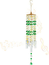 Crystal Wind Chimes for Outside with Rainbow Light Reflections Glass Bells and Rose Gold Alloy Hooks Indoor Outdoor Decor for Home Garden Patio Porch Birthday House Warming (Green)