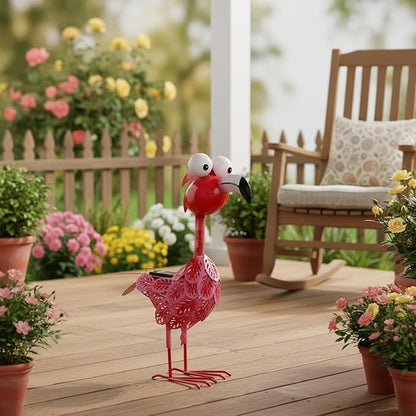 Pink Flamingo Garden Statue, Solar Flamingo Outdoor Decor,17 Inches Yard Flamingos for Outside, Pink Flamingos Statue for Garden, Yard, Patio, Lawn, Porch, Garden Flamingo Gift