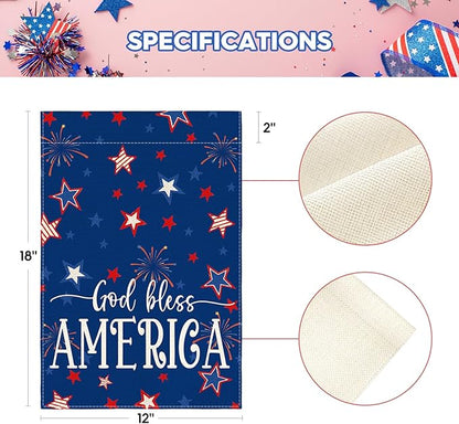 AVOIN colorlife God Bless America 4th of July Patriotic Garden Flag 12x18 Inch Double Sided Outside, Stars and Stripes Yard Outdoor Decoration